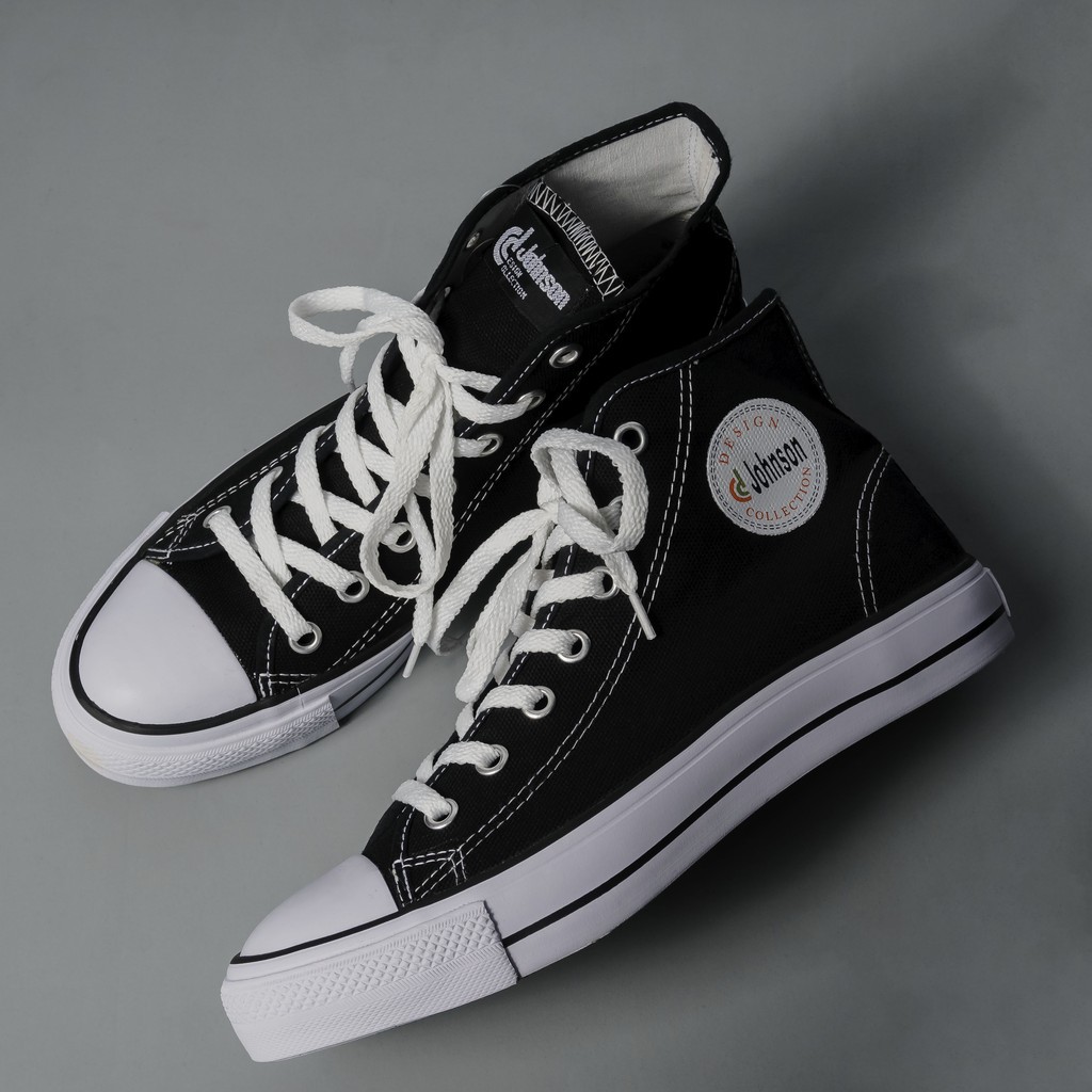 Johnson Basic High BlackWhite Sepatu Sekolah Sneakers Pria Wanita Casual Kasual Original Sepatulokal