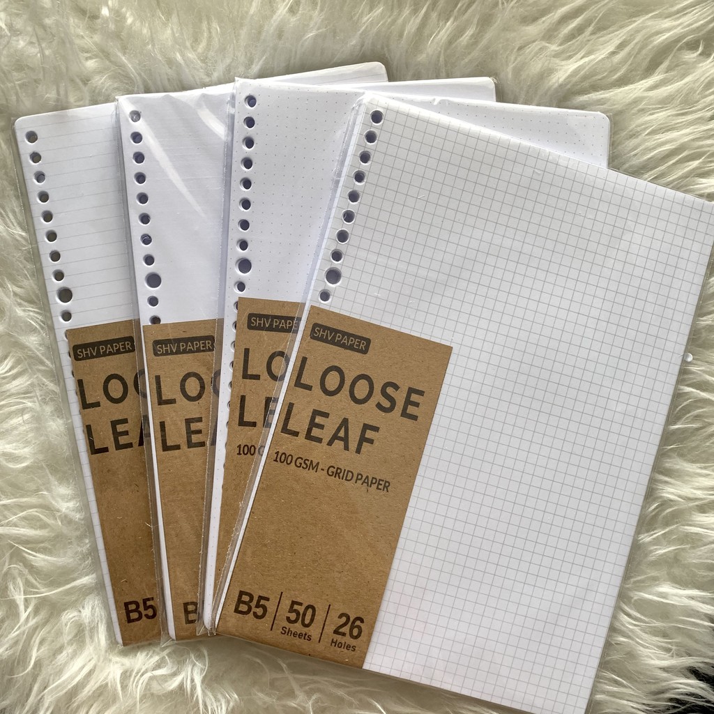 

[SHV] Loose Leaf B5 HVS 100gsm/ 80gsm - Grid Dot Lined Blank (Kertas isi/ refill binder kotak titik garis polos)