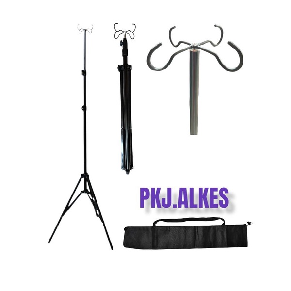 TIANG INFUS PORTABLE 4 PENGAIT + TAS