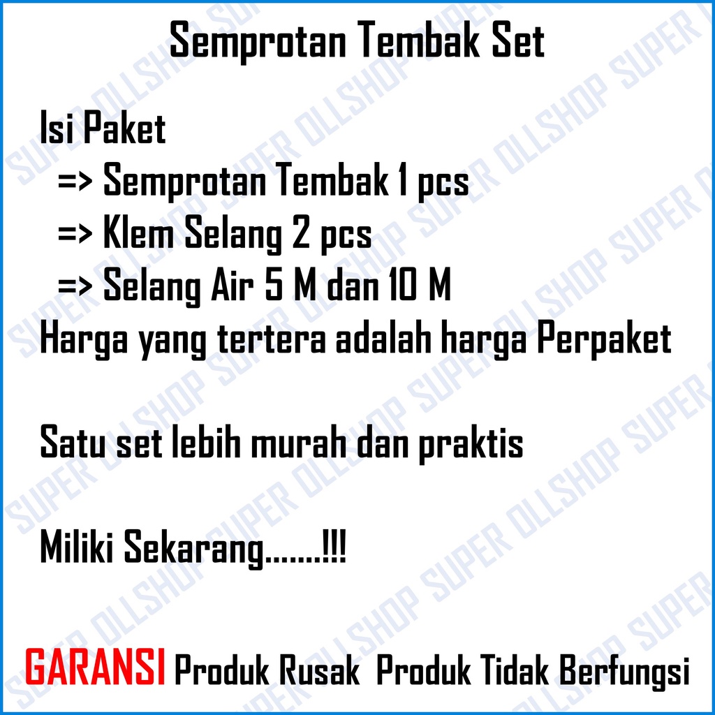 Semprotan Tembak Set Clamp Klem Cincin Hose Konektor Selang Air Siram Taman Cuci Mobil Motor 1 Paket Murah