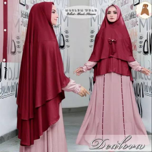 TERLARIS Gamis Syari Dealova Maxmara Lotus set Khimar Muslimah pengajian Kondangan