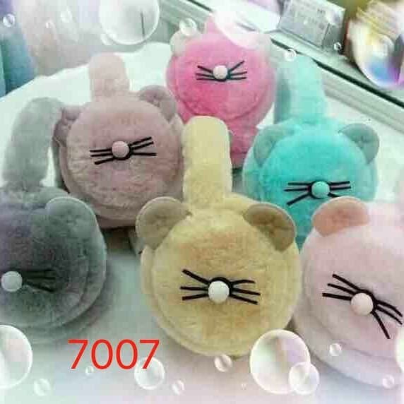 EMY EMF04 earmuff bulu boneka kucing penutup pelindung telinga anak balita tidur naik pesawat