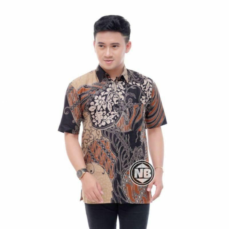 kemeja batik atasan pria lengan pendek ukuran m l xl xxl