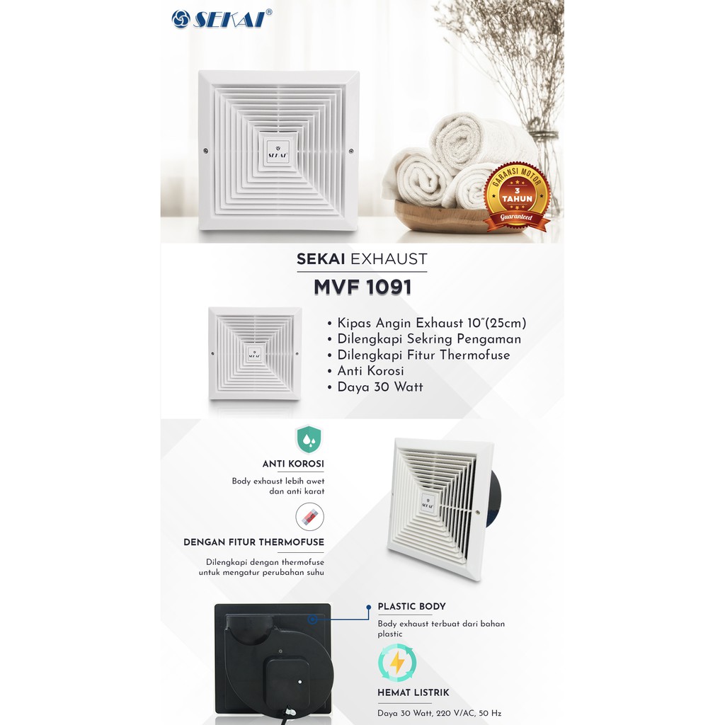 Sekai MVF-1091 Exhaust Fan / Kipas Angin 10 Inch