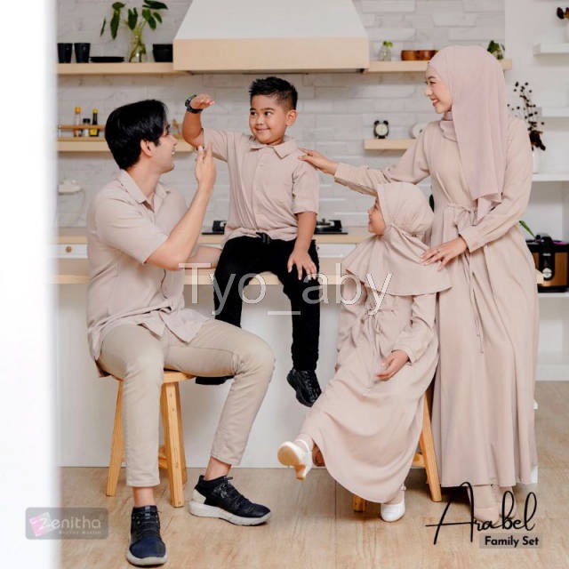 Tyo_aby - Arabel Family Set - Beige baju couple busana muslim keluarga sarimbit keluarga zenitha