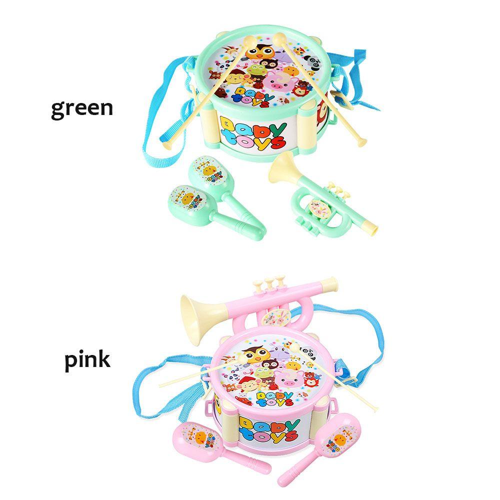 R-flower 6pcs / set Mainan Alat Musik Drum + Kerincingan Untuk Bayi