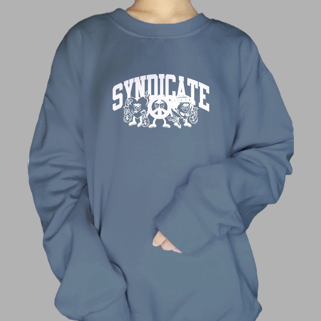 CREWNECK WANITA SYNDICATE /// ATASAN WANITA KEKINIAN FLEECE TEBAL PREMIUM TERBARU''