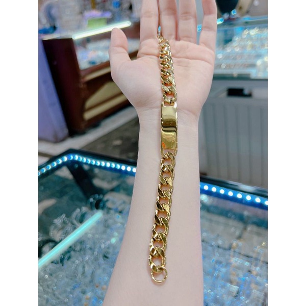 Gelang titanium plat rantai sasap gold (panjang rantai bisa request)