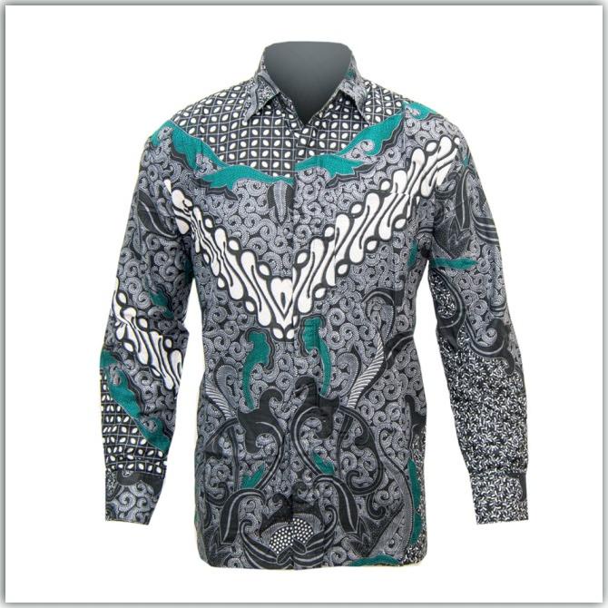 Kemeja Batik Pria | Lengan Panjang | Katun | Soloan Abu