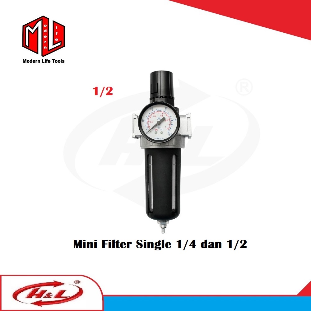 Mini Filter Air Single Regulator Kompresor Angin ( 1/4&quot; &amp; 1/2&quot; ) HL