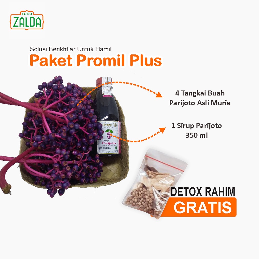 

Penyubur Kandungan Paket Promil Plus Parijoto (4 Tangkai Parijoto dan 1 Botol Sirup Parijoto 350 ml)