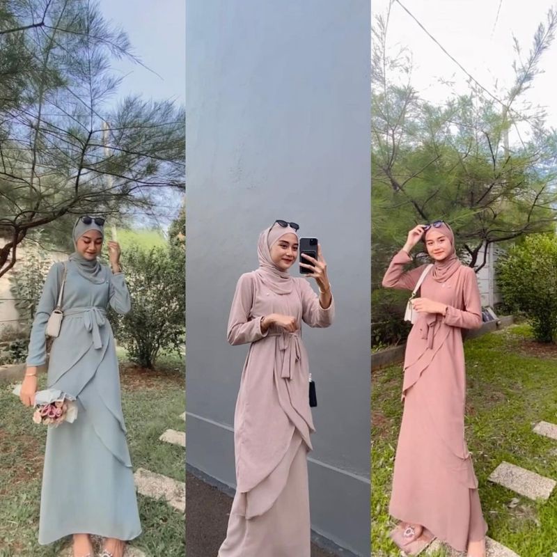 READY STOCK Arabella dress FREE PASHMINA malaysian look /dress kondangan/ baju kurung malaysia / dre