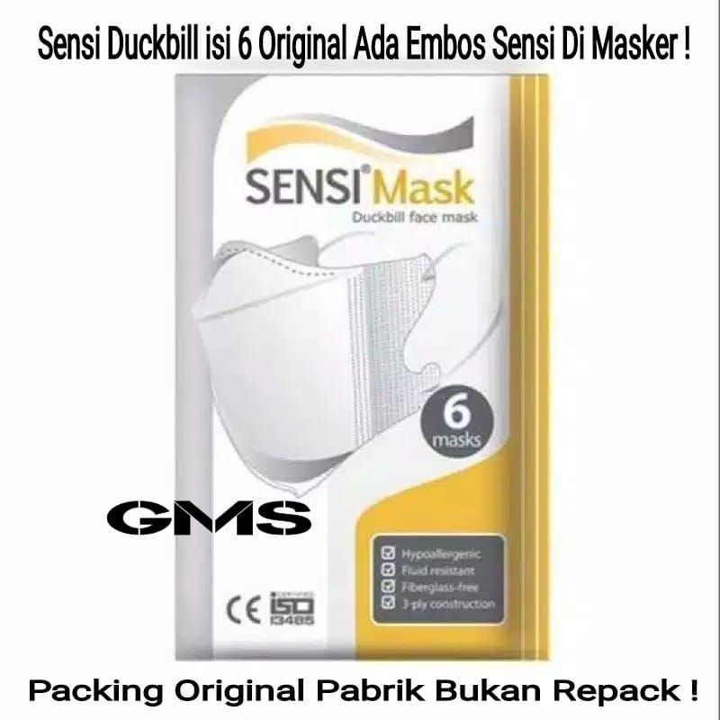 Masker Sensi Duckbill Per Pack Original kemasan Pabrik Ada Embos Sensi di Masker