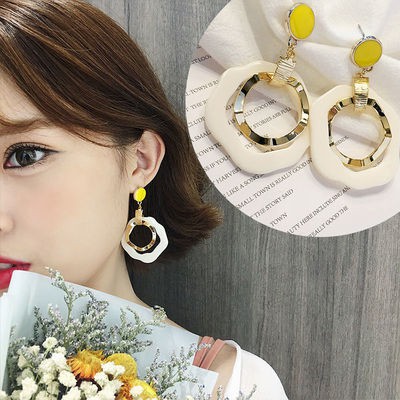 Mysterygirl - 1Set Aksesoris Anting Tusuk Earrings Gantung Panjang Metal/Aksen Rumbai Benang Gaya Bohemian untuk Wanita 1Pcs/set