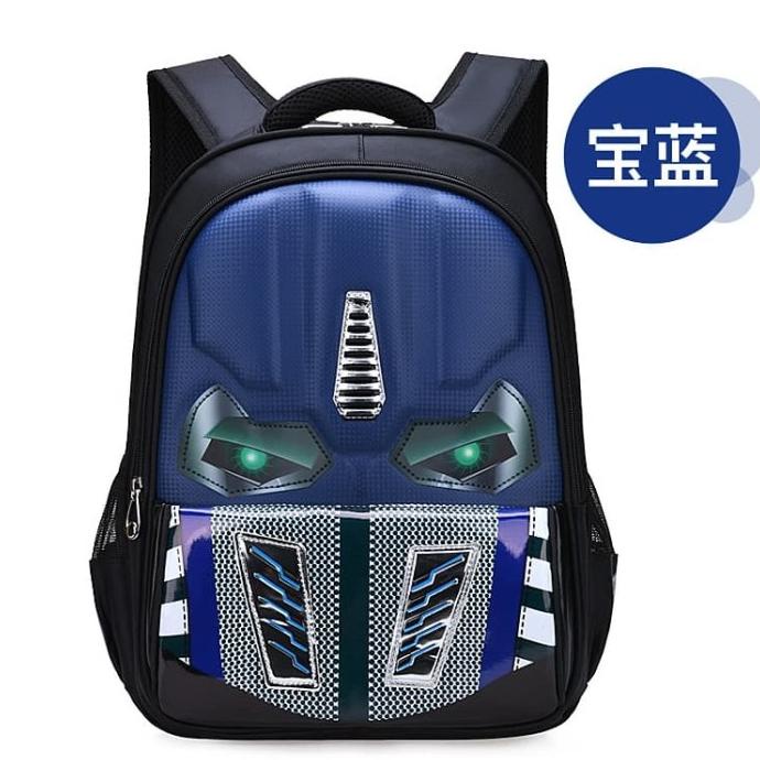 TAS RANSEL SEKOLAH SD / TK IMPOR ANAK LAKI-LAKI ROBOT TRANSFORMER LED - Biru Dongker