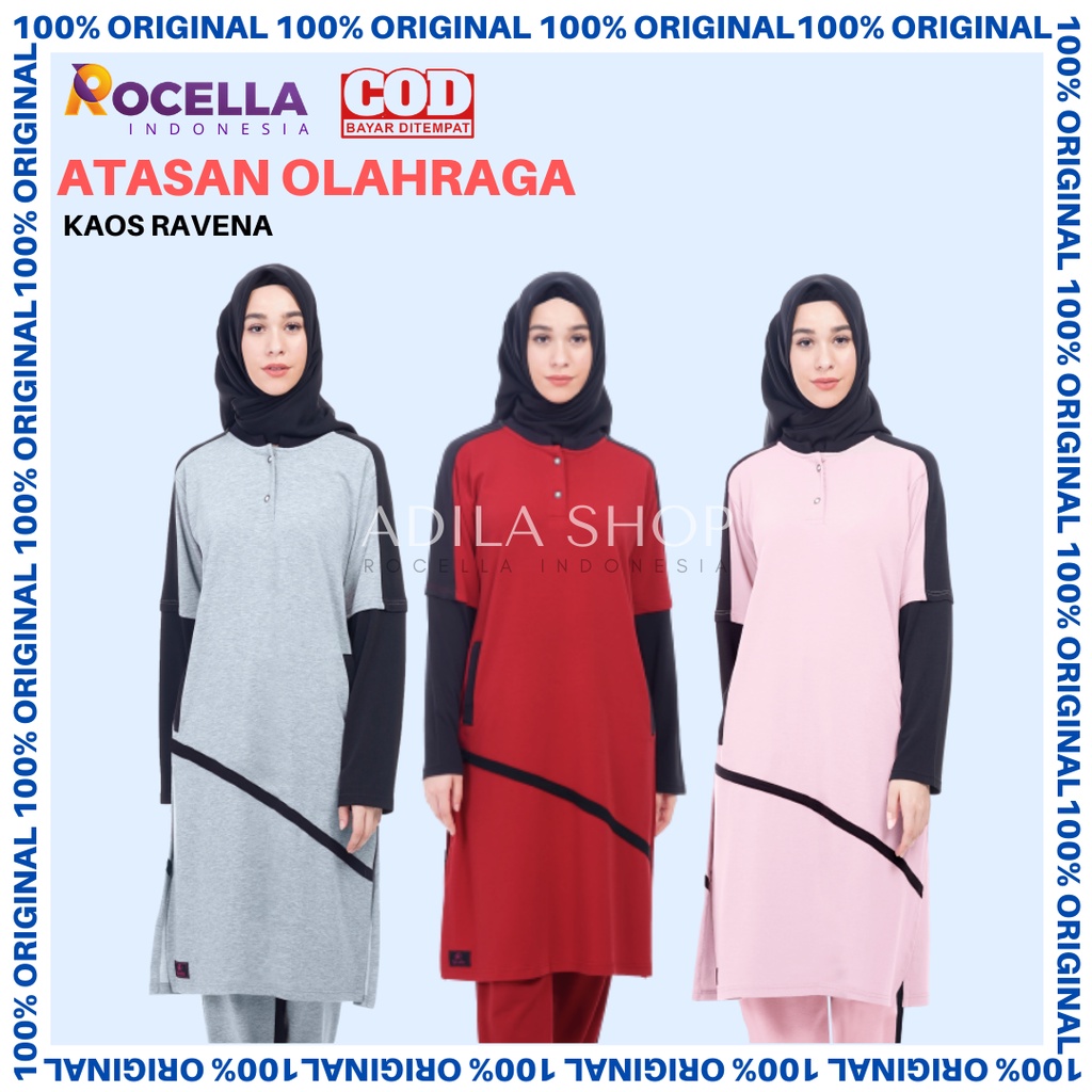 [BISA COD] Kaos Yoga Muslimah/Baju Senam Muslimah/Kaos Olahraga Muslimah/Rocella Kaos Ravena