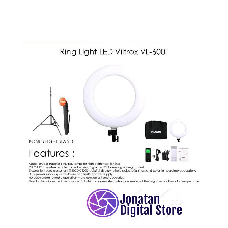 Ring Light LED Viltrox VL-600T free light stand