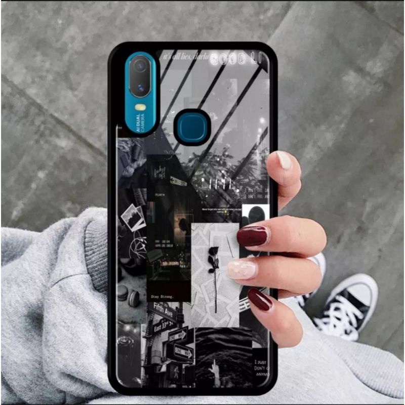 ubluk store Case custom Vivo Y12,Y12i, Y15, Y17 motif black Aesthetic stlye black termurah