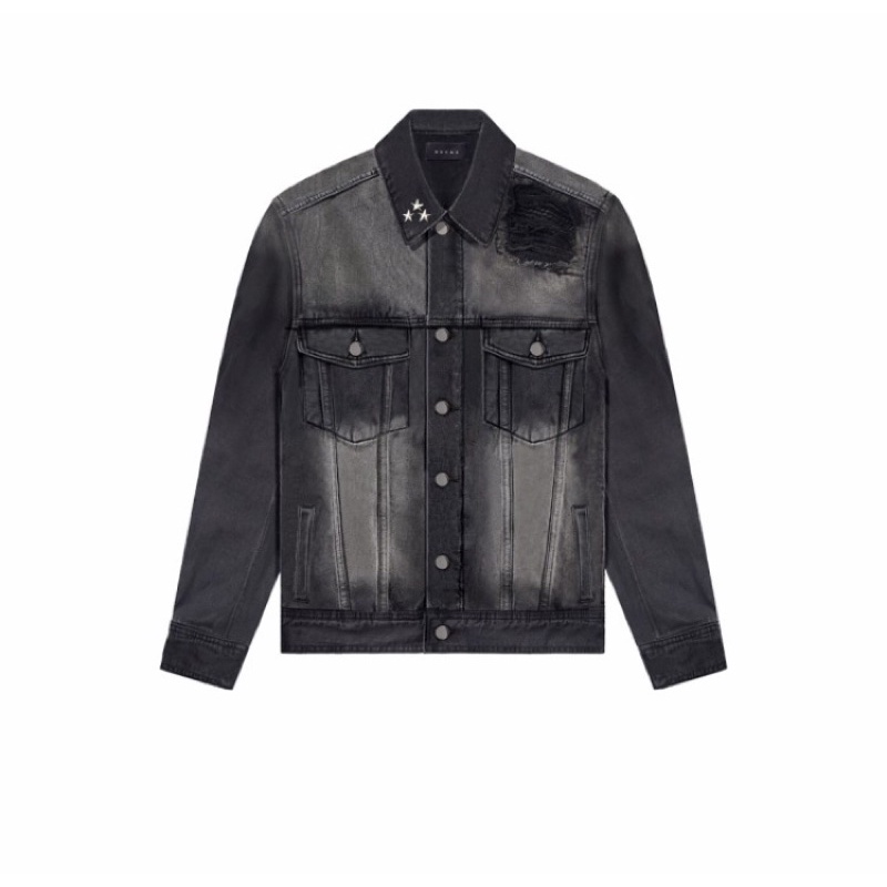 JADE BLACK BIKER DENIM JACKET - RUCAS