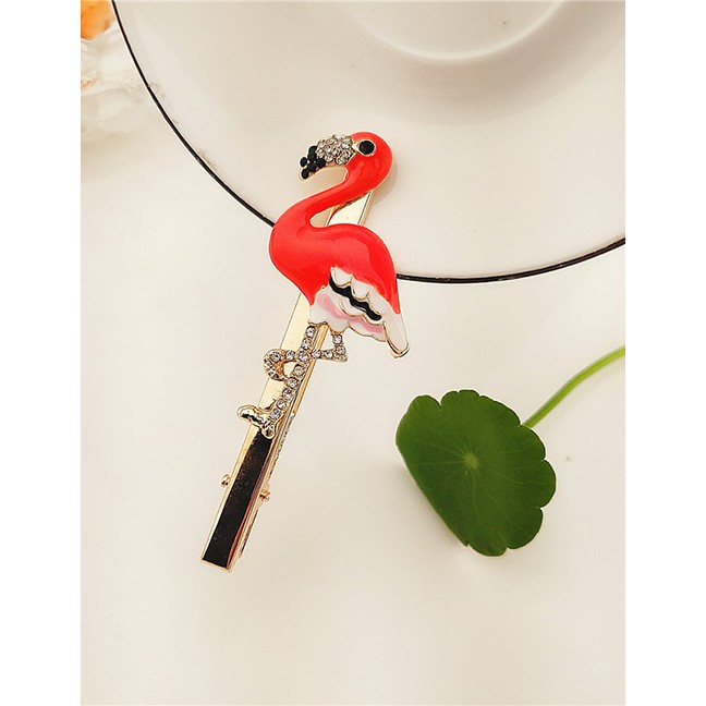 LRC Jepit Rambut Fashion Gold Alloy Flamingo Hairpin F62042