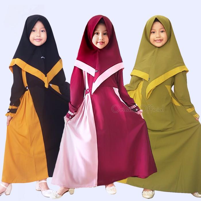 Gamis Anak Cewek Setelan Baju Muslim Perempuan Dengan Jilbab