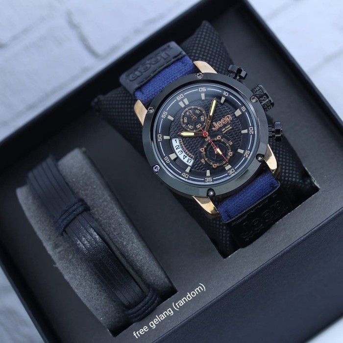 JAM TANGAN PRIA JEEP KANVAS ORIGINAL DATE CHRONO ACTIVE FREE GELANG COWOK ANALOG ADA 4 WARNA