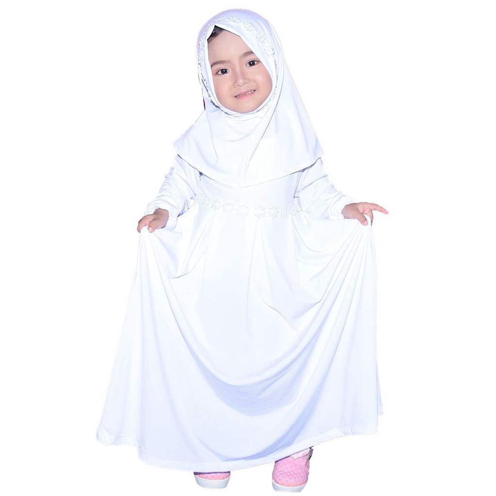 Terlaris gamis anak jersey(putih)