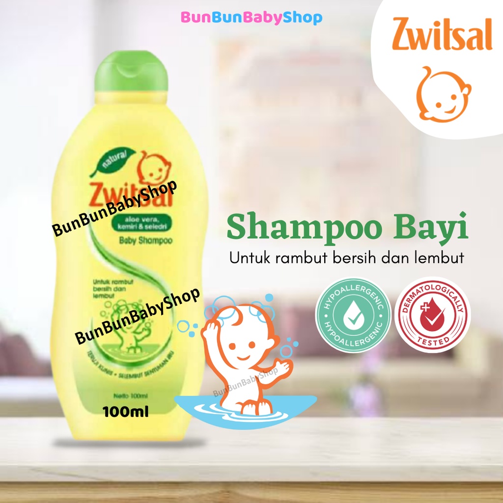 100ml ZWITSAL Baby Shampoo Natural Aloe Vera Minyak Kemiri Seledri Perlengkapan Mandi Bayi Baru Lahi