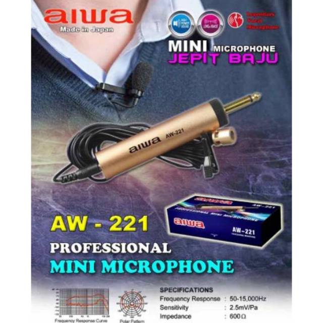 Mic jepit aiwa AW-221.suara sensitif dan jernih cocok buat imam.pidato all.