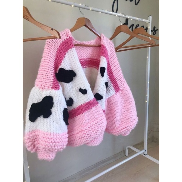 Cardigan Rajut (Handmade Crochet Red velvet Cake & Cow Crochet Cardigan)