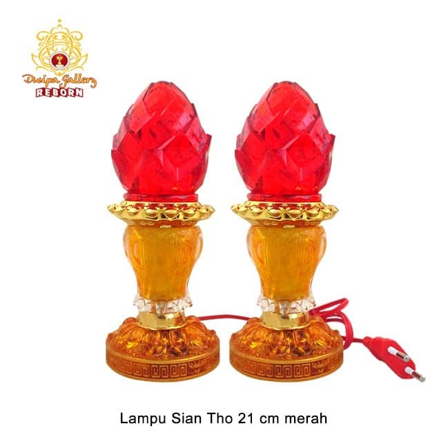 Lampu altar sembahyang LED Sian Tho 21 cm merah