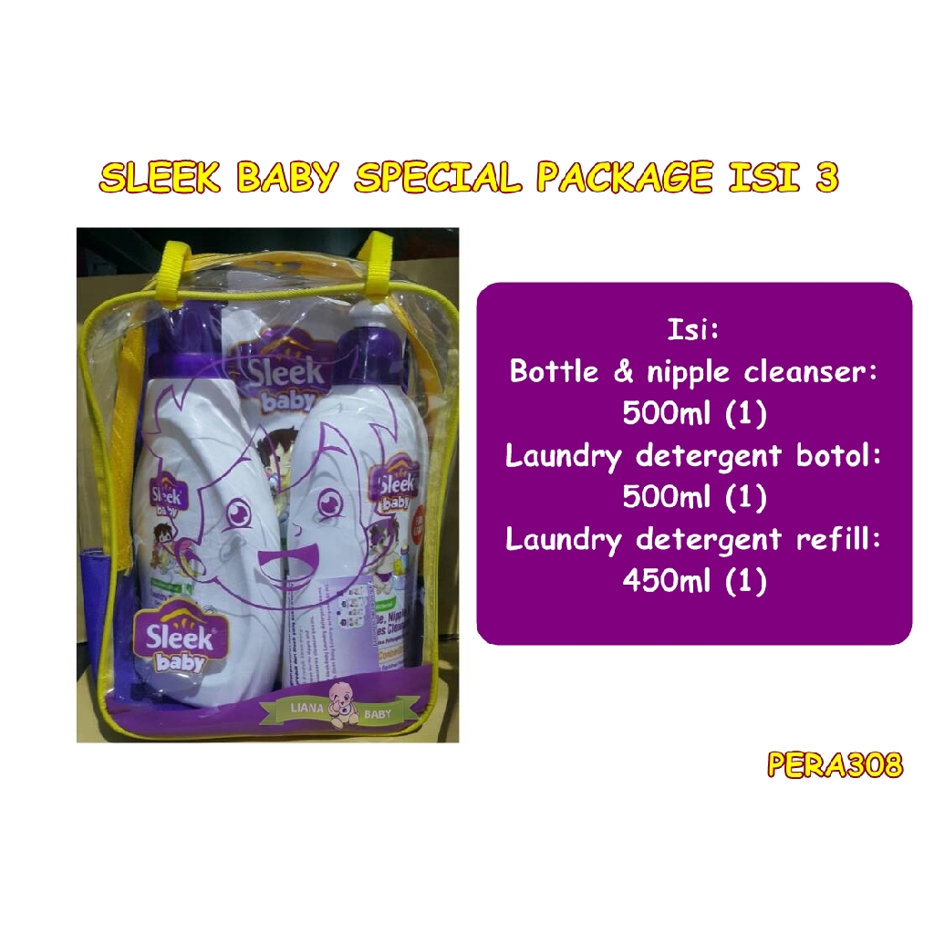 PERA308 PAKET SABUN CUCI SLEEK BABY SPECIAL PACKAGE ISI 3 exp 11 2024