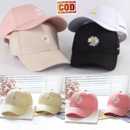 Topi Baseball Bordir Bunga Daisy Unisex