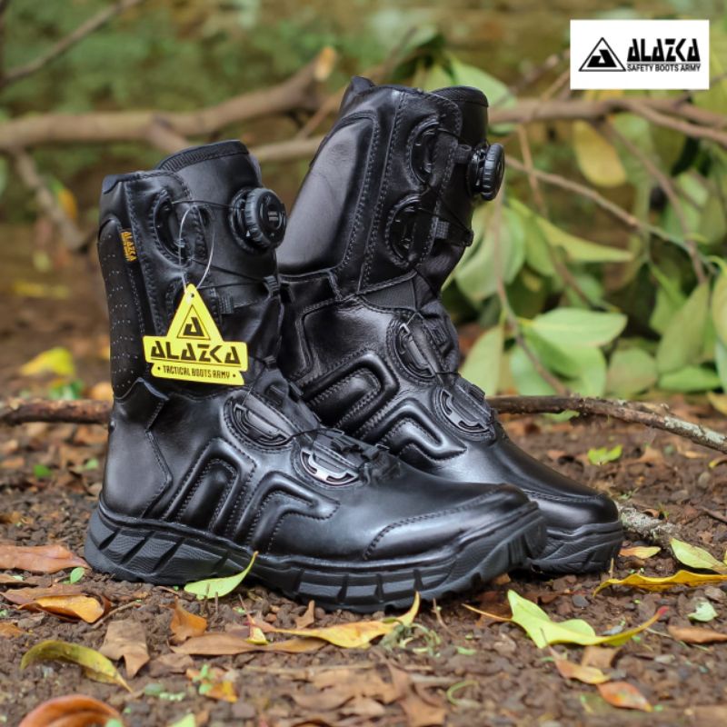 SEPATU PDL TALI PUTAR BAHAN KULIT SAPI ASLI MERK ALAZKA SEPATU PDL DINAS LAPANGAN TNI POLRI SECURITY SATPAM SEPATU BOOTS PRIA DAN WANITA