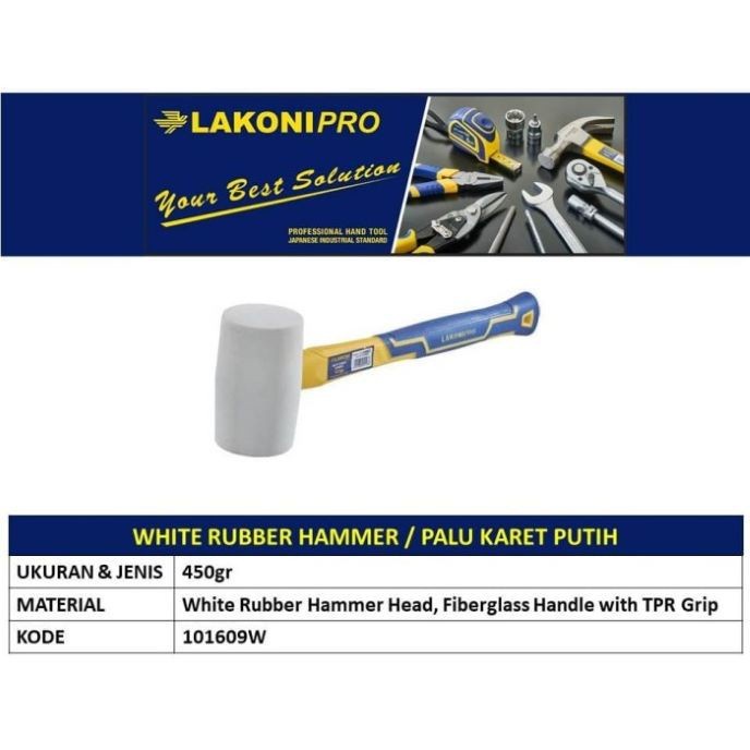 Palu Karet Putih 450gr - 101609W / White Rubber Hammer LAKONIPRO