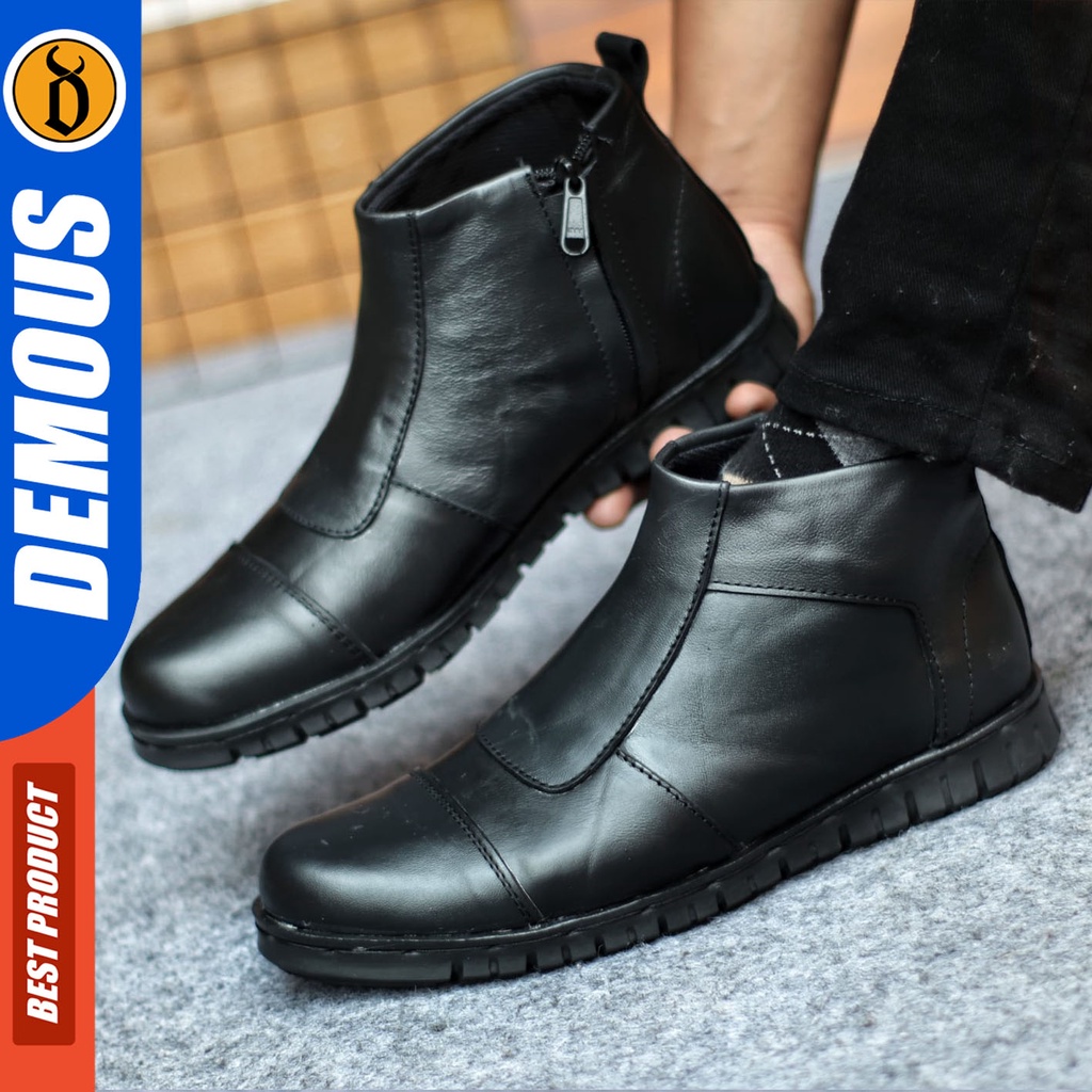 Sepatu Formal Pria Sepatu Casual Pria Kulit Asli Slop Sepatu Pantofel Kerja Kantor Kuliah Kondangan Sepatu Hitam Pria DEMOUS CARIBEUS