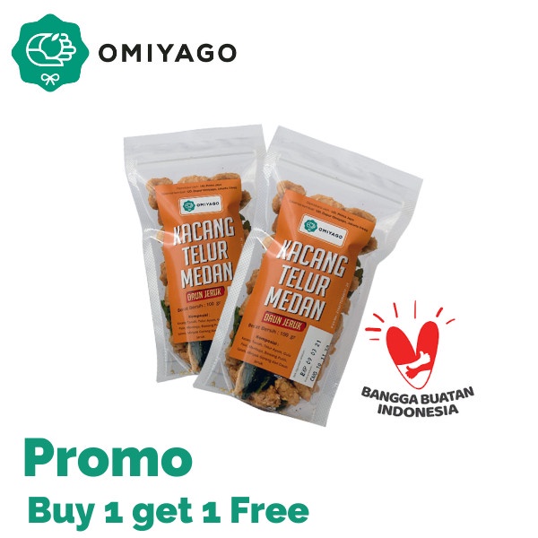 

4eh Buy 1 Get 1 Kacang Telur Medan Daun Jeruk Omiyago 100 Gr 60Jhh