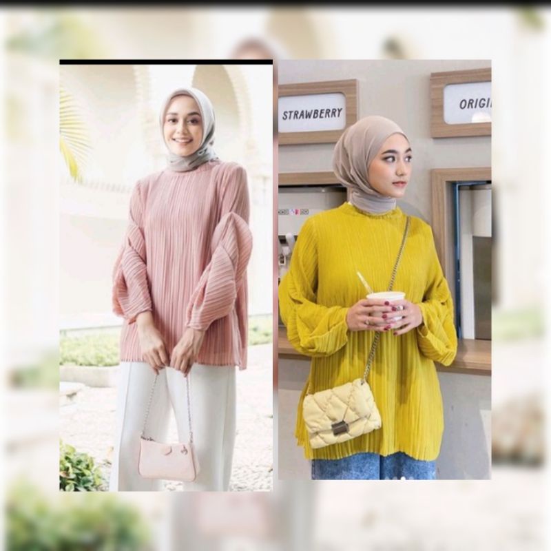 PLEAT BLOUSE YELLOW M by Vanilla hijab official Vanilla Hijab