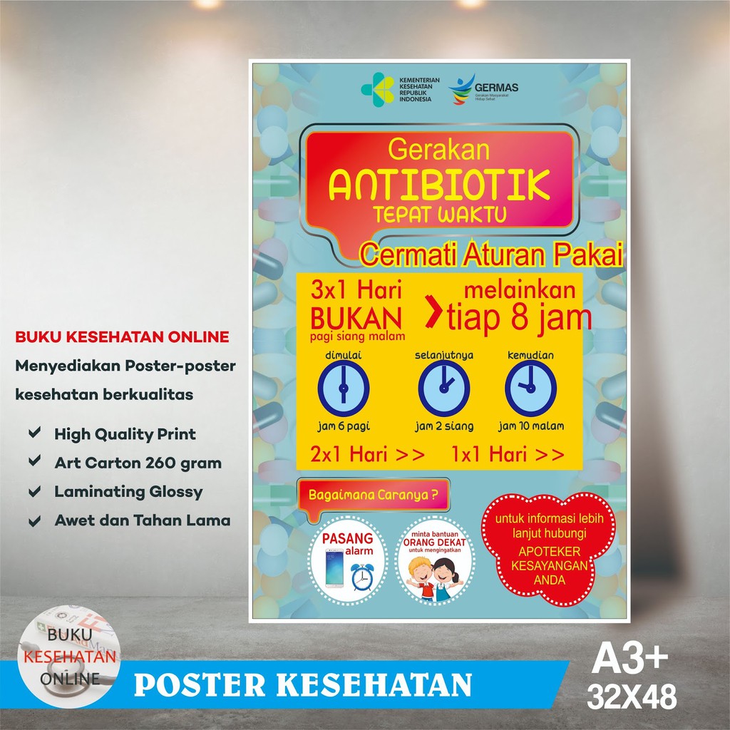 

Poster Kesehatan - GERAKAN ANTIBIOTIK TEPAT WAKTU - LAMINATING GLOSSY