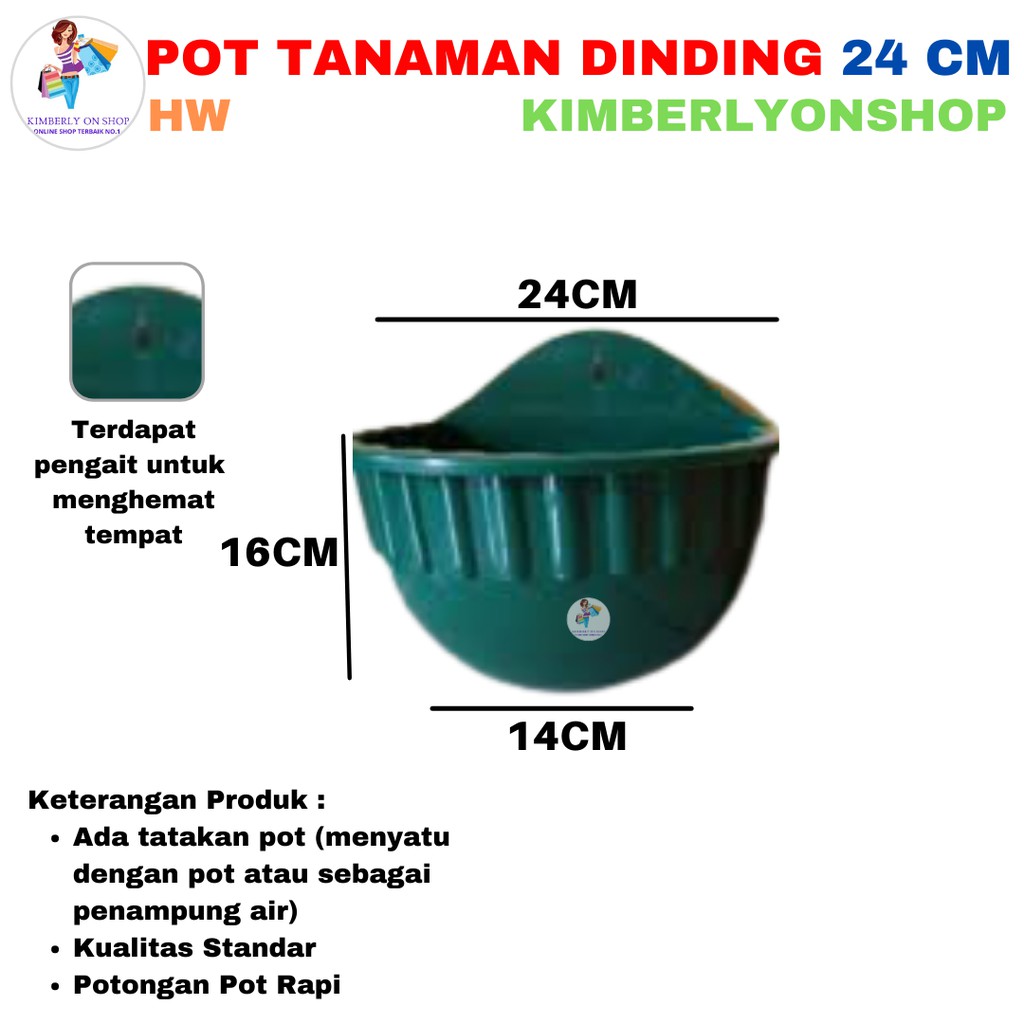 Pot Dinding 24 -Pot Bunga Dinding Pot Tanaman 24 cm untuk tembok