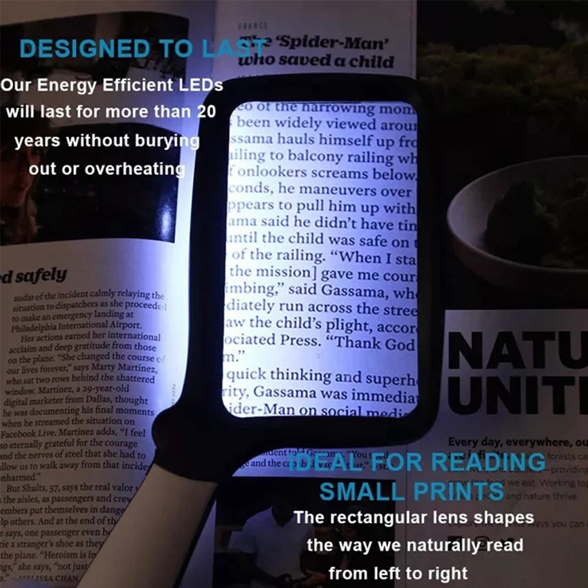 2in1 Membaca kaca pembesar Pembesar Dengan Lampu 3 LED Membaca Magnifying Glass Kaca Pembesar LED