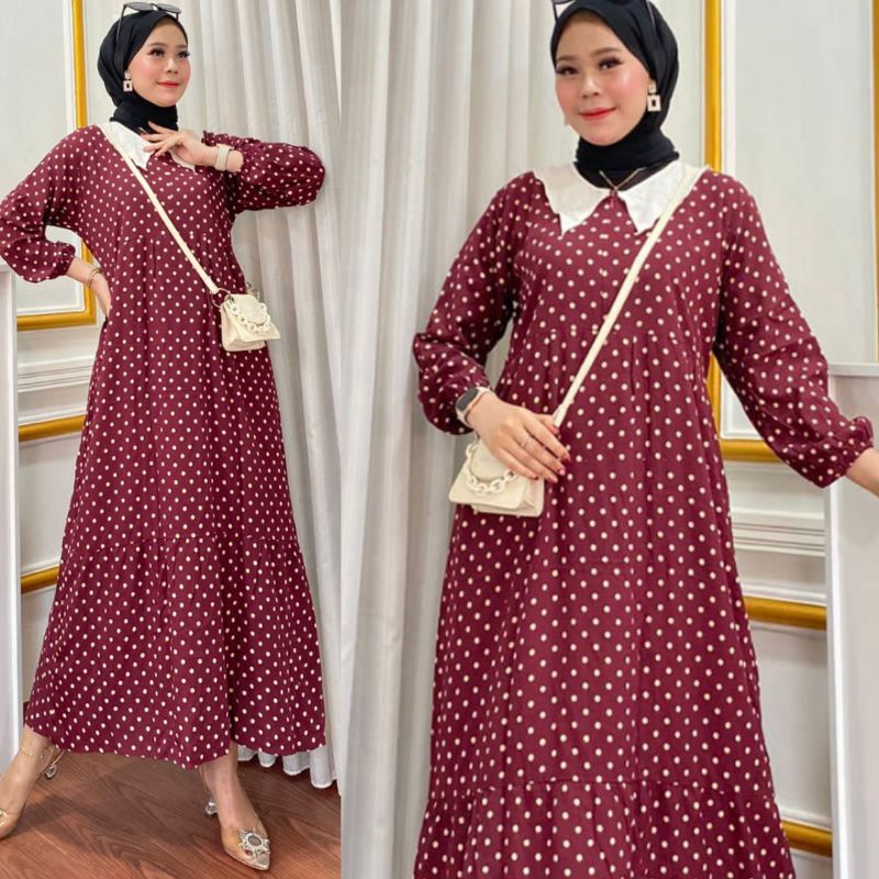 GAMIS MIDI POLKA || NEW LONGDRESS KEKINIAN || DASTER MIDI