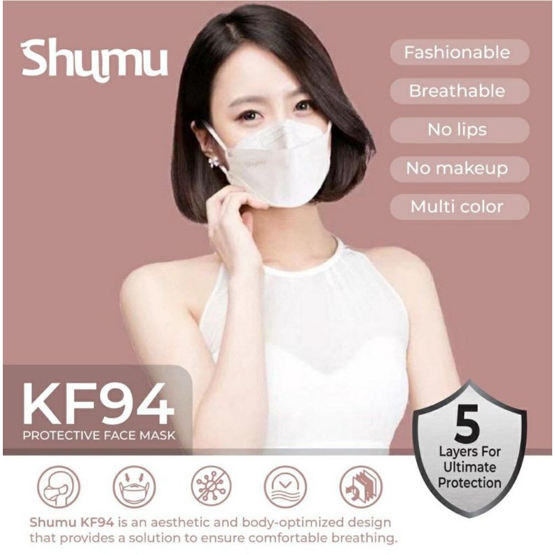 TERMURAH MASKER KF94 SHUMU 5PLY ORIGINAL EMBOSS KEMENKES ISI 10 FREE CONECTOR HIJAB | MASKER 4PLY KF94 WARNA NUDE SHUMU EARLOOP ISI 10 ORIGINAL