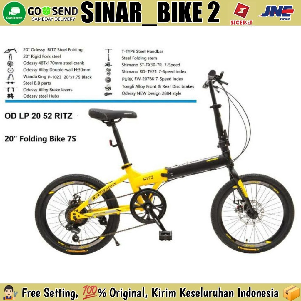 Sepeda Lipat 16 Inch ODESSY 16 52 RITZ SHIMANO ORIGINAL 7 SPEED