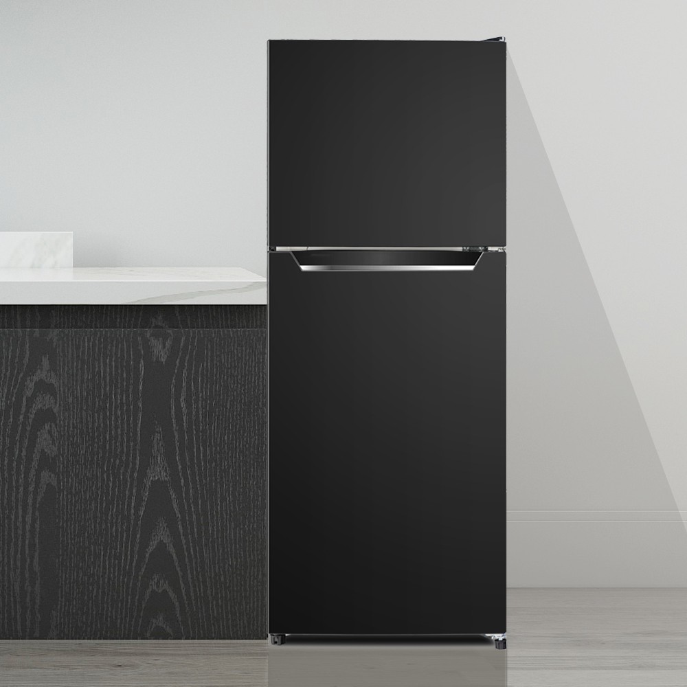 Changhong  Kulkas 2 Pintu  (Refrigerator) Lemari Es  Kapasitas 122 Liter FTM155DB Black (Semi Auto Defrost) (Kulkas Minimalis Design Korean Look) (Kulkas Fleksibel) (Kombinasi Pendingian Dan Pembekuan) ( Kulkas Temperred Glass)