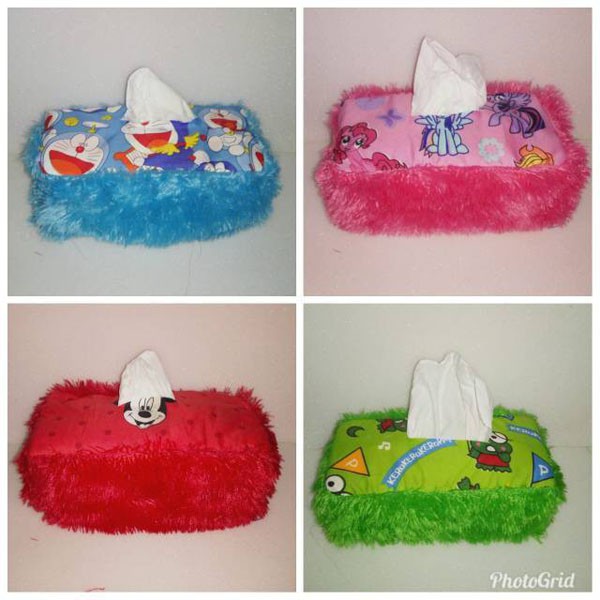 Tempat Tissue Sarung Tissue Bulu Rasfur / Tempat Penyimpanan Tissue Karakter Murah / TS-56