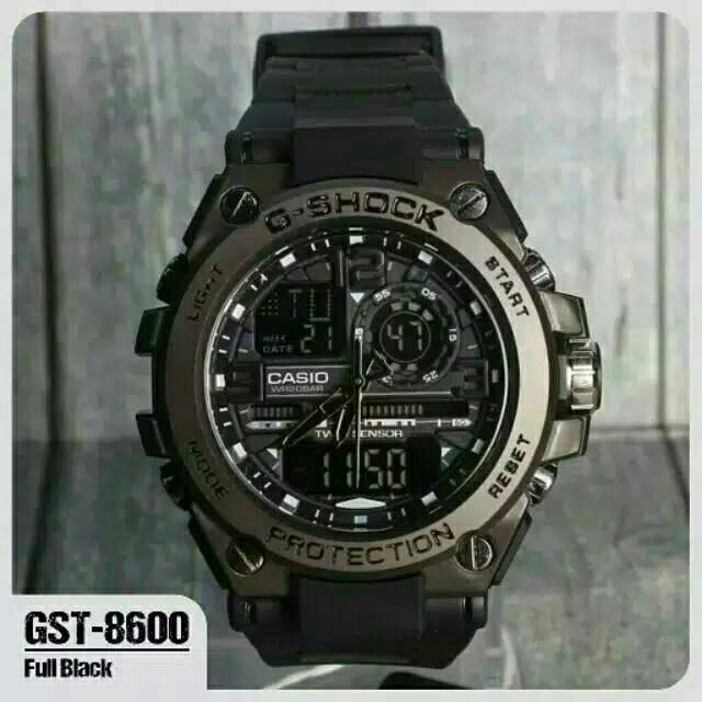 Jam Tangan Pria Kepala Besi GST-8600 Double Time Strap rubber (Dikirim Jakarta)