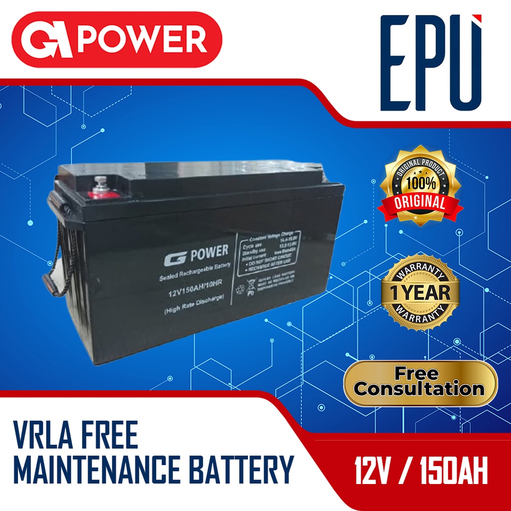 Aki UPS Gpower 12V - 150ah. Batere UPS - Battery UPS - Accu UPS - Aki Kering - VRLA Free Maintenance