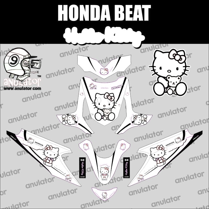 Sticker Striping Motor Stiker Honda Beat Karbu Hello Kitty Pink