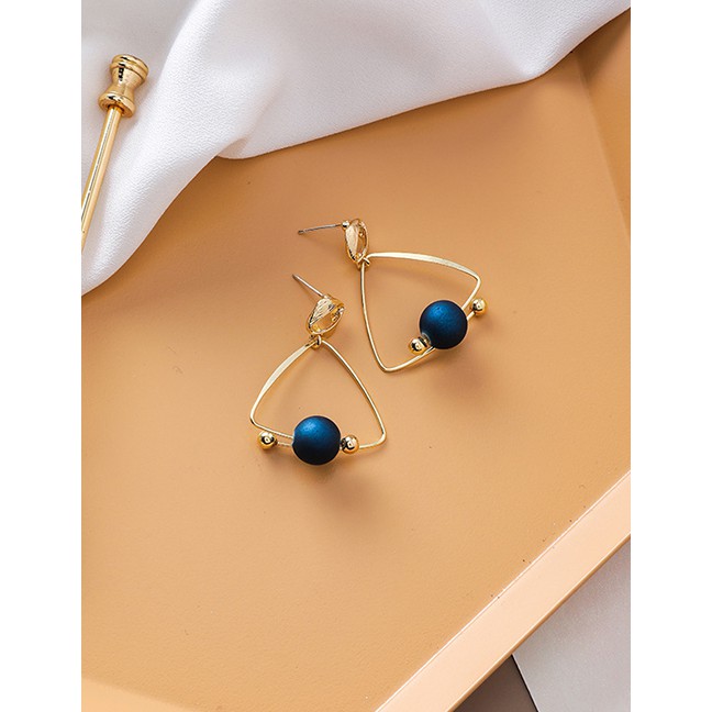 LRC Anting tusuk Fashion Navy Blue Ball Star Orbit Geometric Triangle Earrings D78116